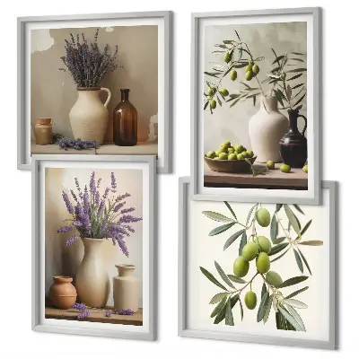 Flowers in vases wall art set of 4 pieces