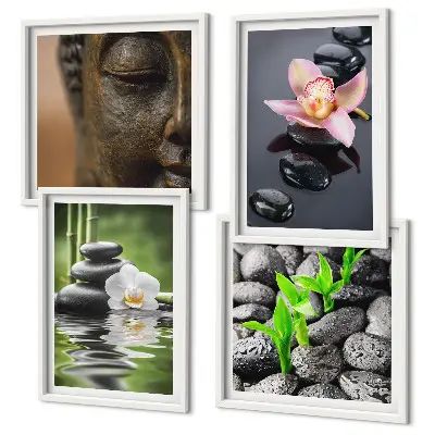 Peaceful Zen Flower Buddha wall decor set multi-piece composition