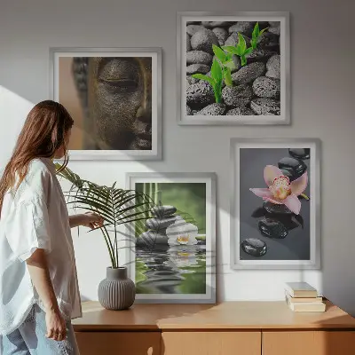 Peaceful Zen Flower Buddha wall decor set multi-piece composition