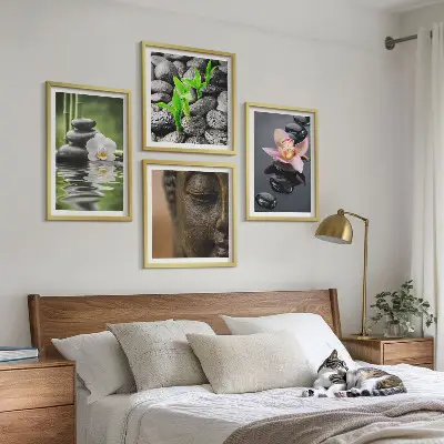 Peaceful Zen Flower Buddha wall decor set multi-piece composition
