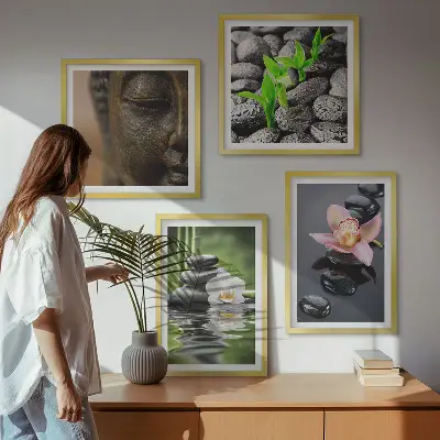Peaceful Zen Flower Buddha wall decor set multi-piece composition