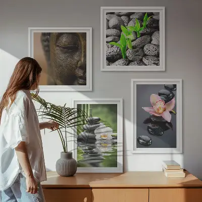 Peaceful Zen Flower Buddha wall decor set multi-piece composition