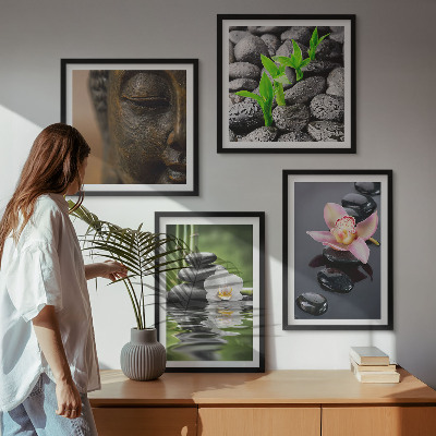Multi-piece wall decor set Peaceful Zen Flower Buddha Composition