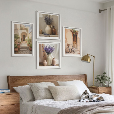 Wall art set Lavender flowers and architecture
