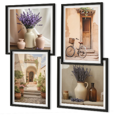 Wall art set Lavender flowers and architecture