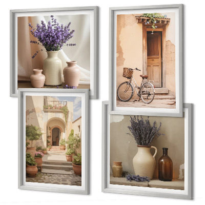Wall art set Lavender flowers and architecture