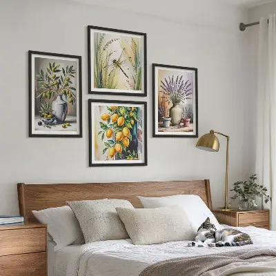 Olive flowers in vases nature wall art set of 4 pieces