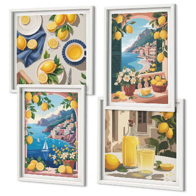 Multi-piece wall decor set Sea window Italian lemons