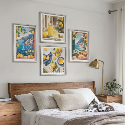Multi-piece wall decor set Sea window Italian lemons