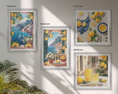 Multi-piece wall decor set Sea window Italian lemons