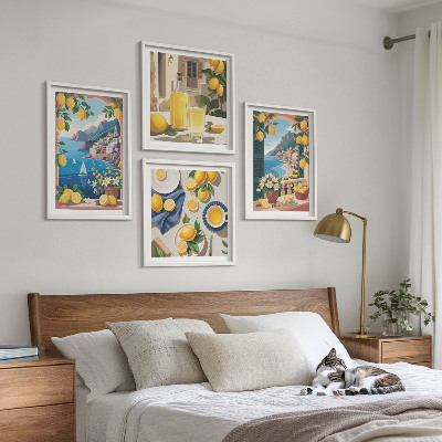 Multi-piece wall decor set Sea window Italian lemons