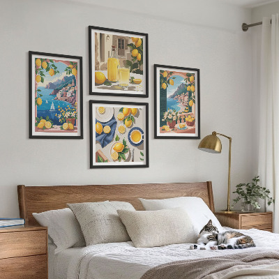 Multi-piece wall decor set Sea window Italian lemons