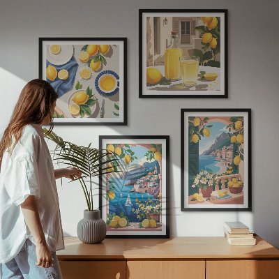 Multi-piece wall decor set Sea window Italian lemons