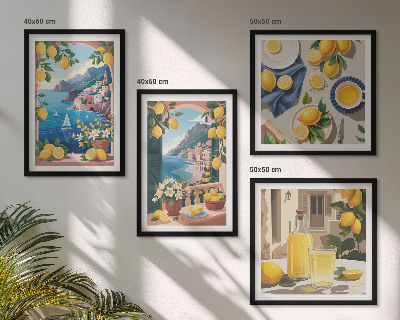Multi-piece wall decor set Sea window Italian lemons
