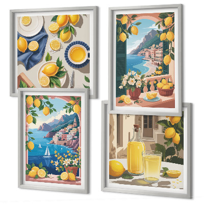 Multi-piece wall decor set Sea window Italian lemons