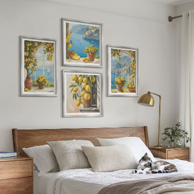 Wall art set Landscapes of the sea, lemons, windows