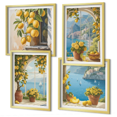 Wall art set Landscapes of the sea, lemons, windows