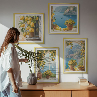 Wall art set Landscapes of the sea, lemons, windows