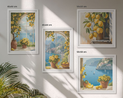 Wall art set Landscapes of the sea, lemons, windows