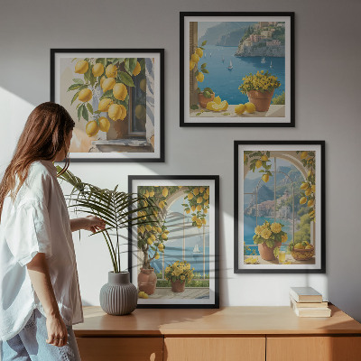 Wall art set Landscapes of the sea, lemons, windows