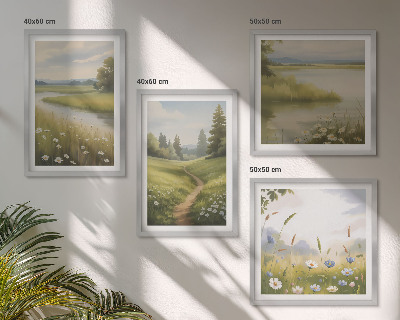 Multi-piece wall decor set Spring landscape river meadow