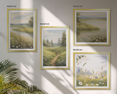 Multi-piece wall decor set Spring landscape river meadow