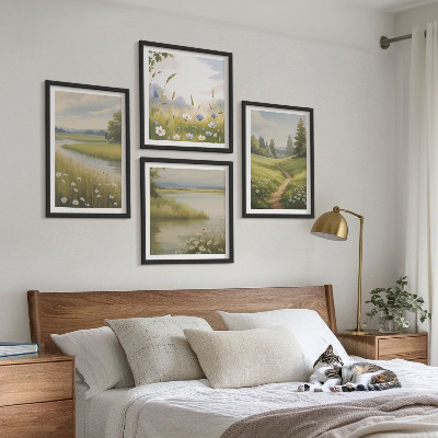 Multi-piece wall decor set Spring landscape river meadow