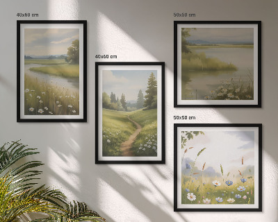 Multi-piece wall decor set Spring landscape river meadow