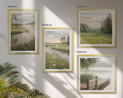 Wall art set Summer landscapes river meadow