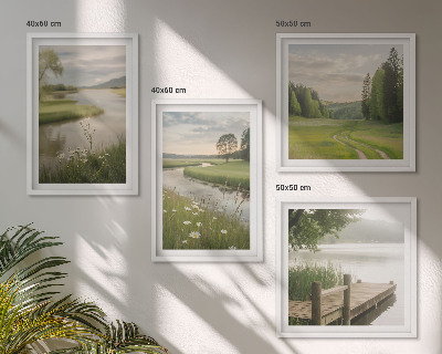 Wall art set Summer landscapes river meadow