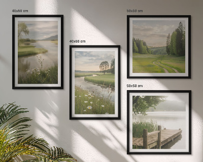 Wall art set Summer landscapes river meadow
