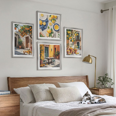 Wall art set Citrus trees in a sunny garden