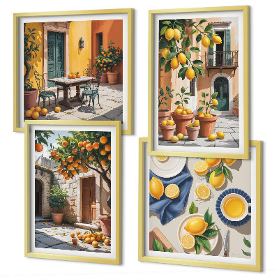 Wall art set Citrus trees in a sunny garden