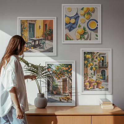 Wall art set Citrus trees in a sunny garden