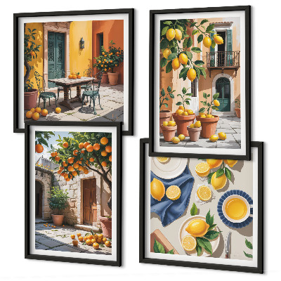 Wall art set Citrus trees in a sunny garden