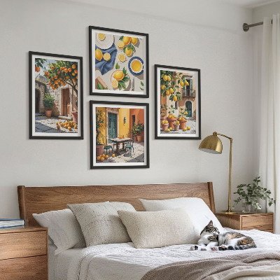 Wall art set Citrus trees in a sunny garden