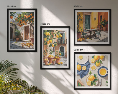 Wall art set Citrus trees in a sunny garden