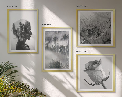 Set of 4 wall art pieces Forest fog portrait of a woman