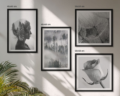 Set of 4 wall art pieces Forest fog portrait of a woman