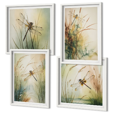 Wall art set Dragonfly grasses above the water