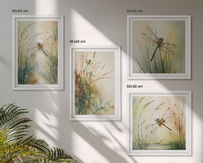 Wall art set Dragonfly grasses above the water