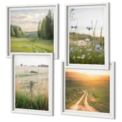 Wall art set Landscapes nature fields sun