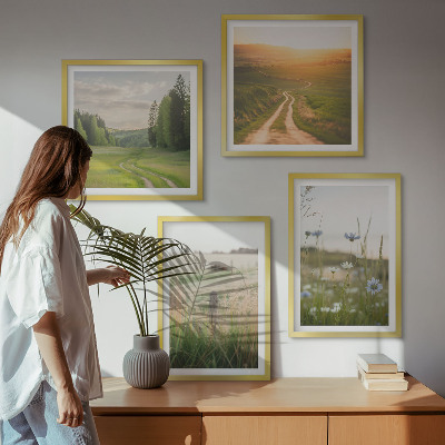 Wall art set Landscapes nature fields sun
