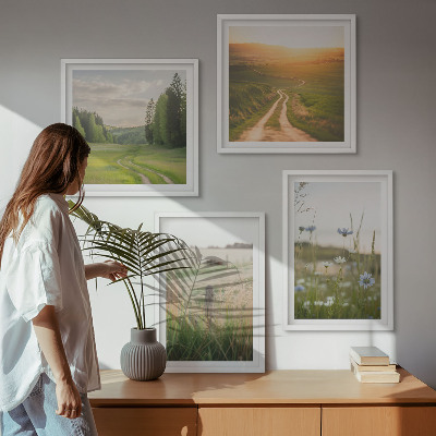Wall art set Landscapes nature fields sun
