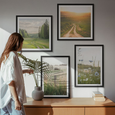 Wall art set Landscapes nature fields sun
