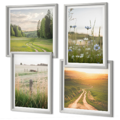 Wall art set Landscapes nature fields sun