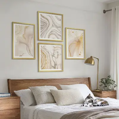 Set of 4 wall art pieces with subtle abstract patterns