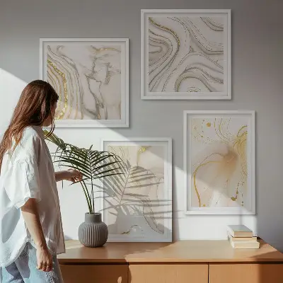 Set of 4 wall art pieces with subtle abstract patterns