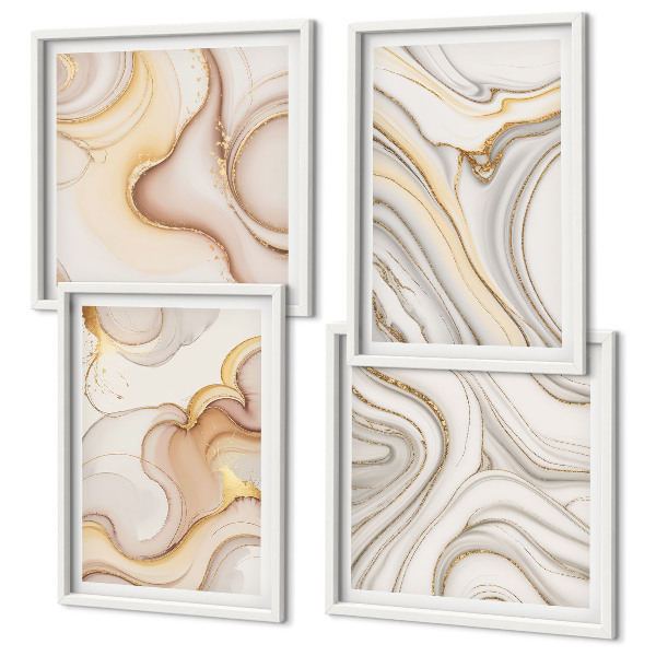 Set of 4 wall art pieces Linear abstract motifs