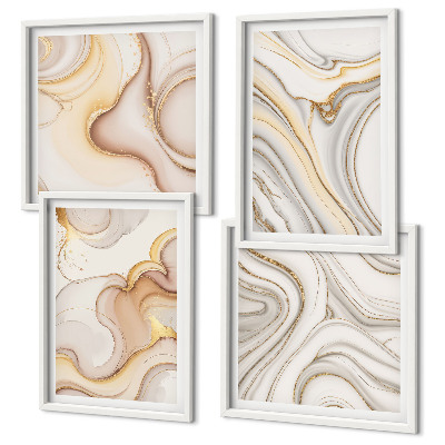 Set of 4 wall art pieces Linear abstract motifs